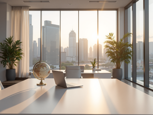 留学咨询办公室内部环境,现代化办公设施,专业顾问团队工作场景,明亮自然光